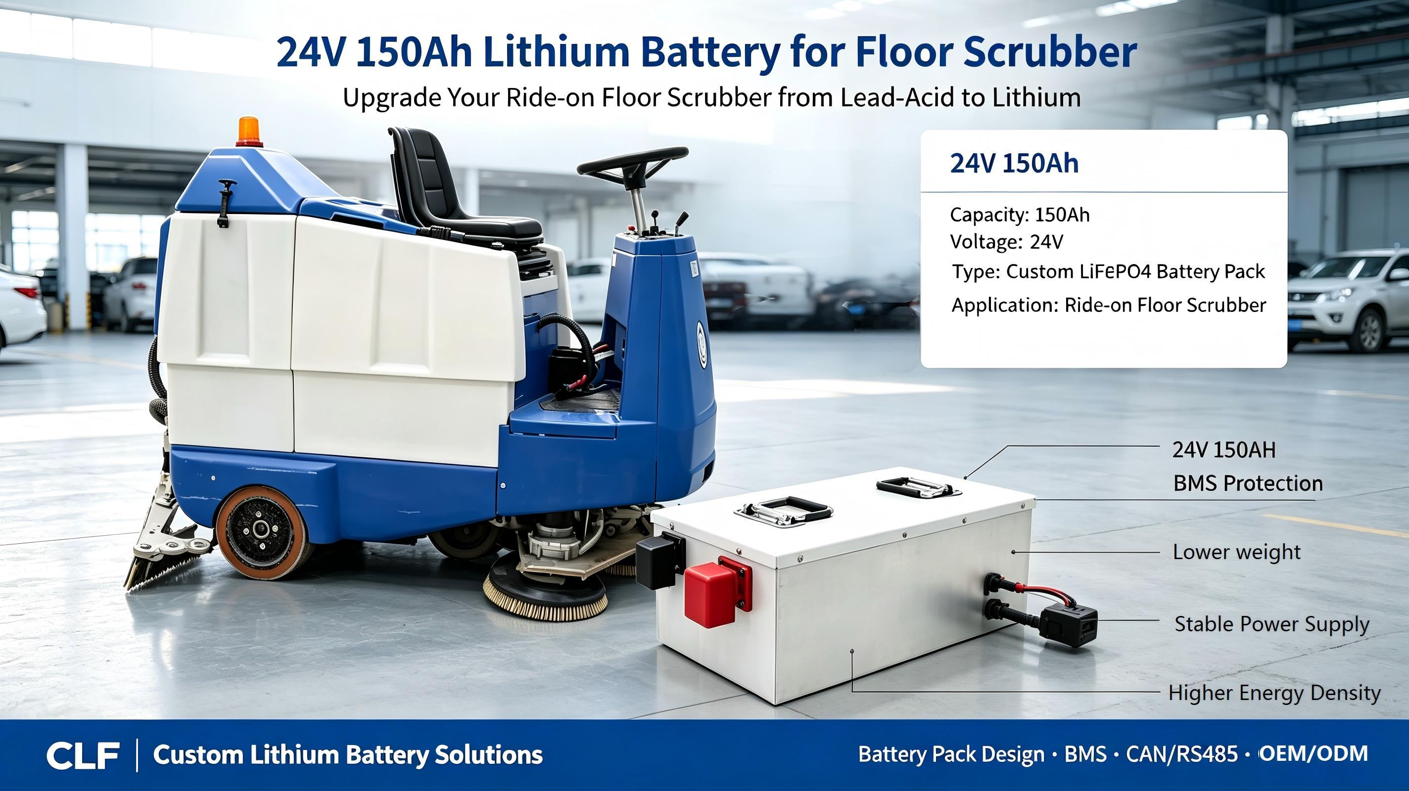 กรณี บริษัท ล่าสุดเกี่ยวกับ 24V 150Ah Lithium Battery for Industrial Floor Scrubbers