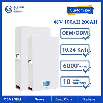 LiFePo4 แบตเตอรี่ลิเธียม OEM ODM แบบชาร์จไฟได้ 48V 100AH ​​200AH 300AH แบตเตอรี่ลิเธียมไอออนสำหรับการจัดเก็บพลังงานแสงอาทิตย์ในบ้าน