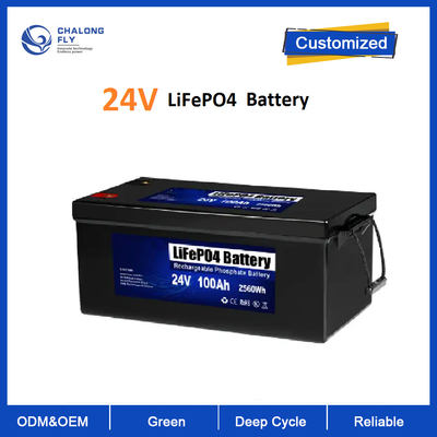LiFePO4 24V 100AH ​​Li-ion Lifepo4 แบตเตอรี่ลิเธียมพร้อม BMS สำหรับพลังงานแสงอาทิตย์รถจักรยานยนต์เรือ RV Camper