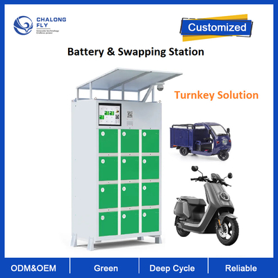 ตู้สถานีเปลี่ยนแบตเตอรี่แบบชาร์จเองกลางแจ้งอัจฉริยะสำหรับ E-bike Scooter Motorcycle Rickshaws Battery