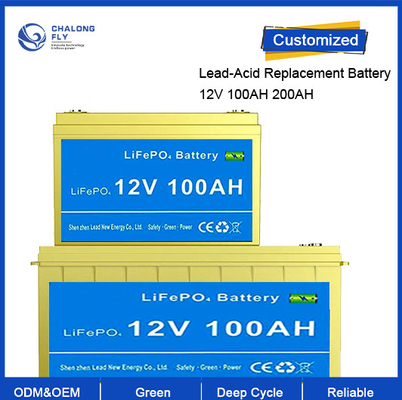 OEM ODM LiFePO4 แบตเตอรี่ลิตিয়াম 12.8V 100AH 200AH แลกเปลี่ยนกรด鉛 สามารถชาร์จใหม่ได้