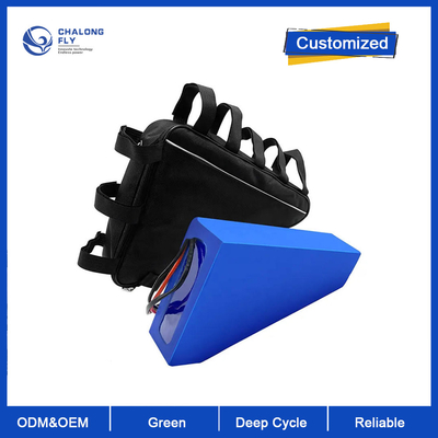 CLF ขายส่ง แบตเตอรี่ลิเธียมไอออนทรงสามเหลี่ยม 52V 60V 72V 20Ah 25Ah 30Ah 35Ah สำหรับจักรยานไฟฟ้า