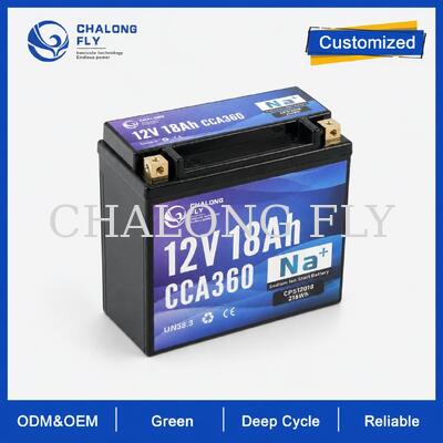 แบตเตอรี่เครื่องเริ่มต้นรถจักรยานยนต์โซเดียมไอออน 12V 18Ah 360CCA สําหรับการท่องเที่ยวและสภาพอากาศเย็น