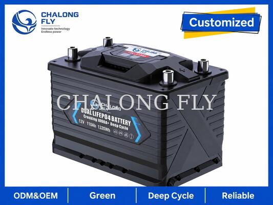 แบตเตอรี่ลิเธียมไอออนฟอสเฟต 12.8V 110Ah สำหรับเรือและรถบ้าน พร้อมกำลังสตาร์ท 1000A และพลังงานหมุนเวียนแบบ Deep-Cycle 1408Wh