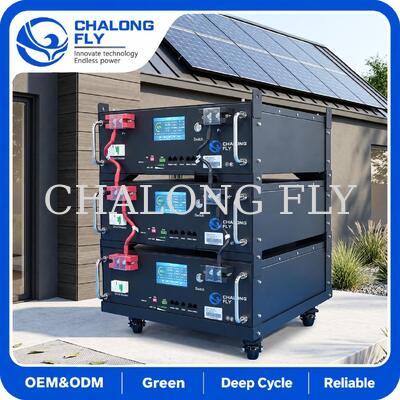 แบตเตอรี่ LiFePO4 แบบติดตั้งบนแร็ค 51.2V 5kWh 10kWh สำหรับระบบกักเก็บพลังงานแสงอาทิตย์ในที่พักอาศัย